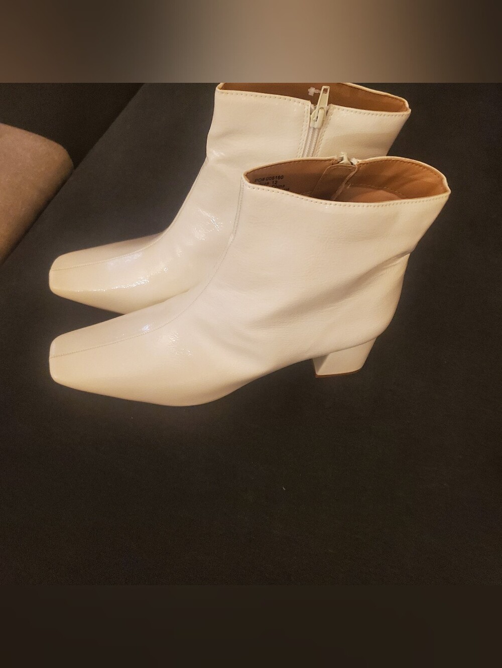 Women's White Square-Toe "Go Go" Ankle Boots - Stylish Zip Closure